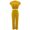Women Casual Round Neck Drawstring Short Sleeve Top & High Waist Pants Set Summer Solid Two Piece Suit Sets Outfits Set Female - MAGUSTA BEAUTY