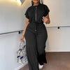 Women Casual Round Neck Drawstring Short Sleeve Top & High Waist Pants Set Summer Solid Two Piece Suit Sets Outfits Set Female - MAGUSTA BEAUTY