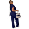 Women Casual Round Neck Drawstring Short Sleeve Top & High Waist Pants Set Summer Solid Two Piece Suit Sets Outfits Set Female - MAGUSTA BEAUTY