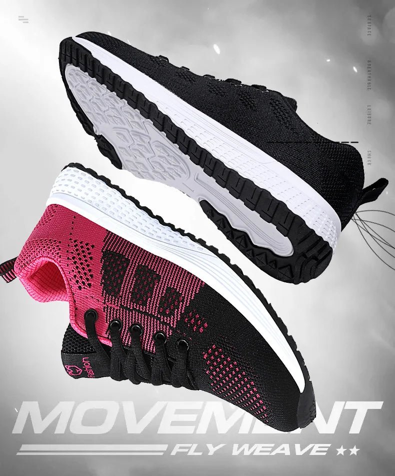 Women Casual Shoes Breathable Walking Mesh Lace Up Flat Shoes Sneakers Women Tenis Feminino Pink Black White - MAGUSTA BEAUTY