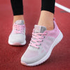 Women Casual Shoes Breathable Walking Mesh Lace Up Flat Shoes Sneakers Women Tenis Feminino Pink Black White - MAGUSTA BEAUTY