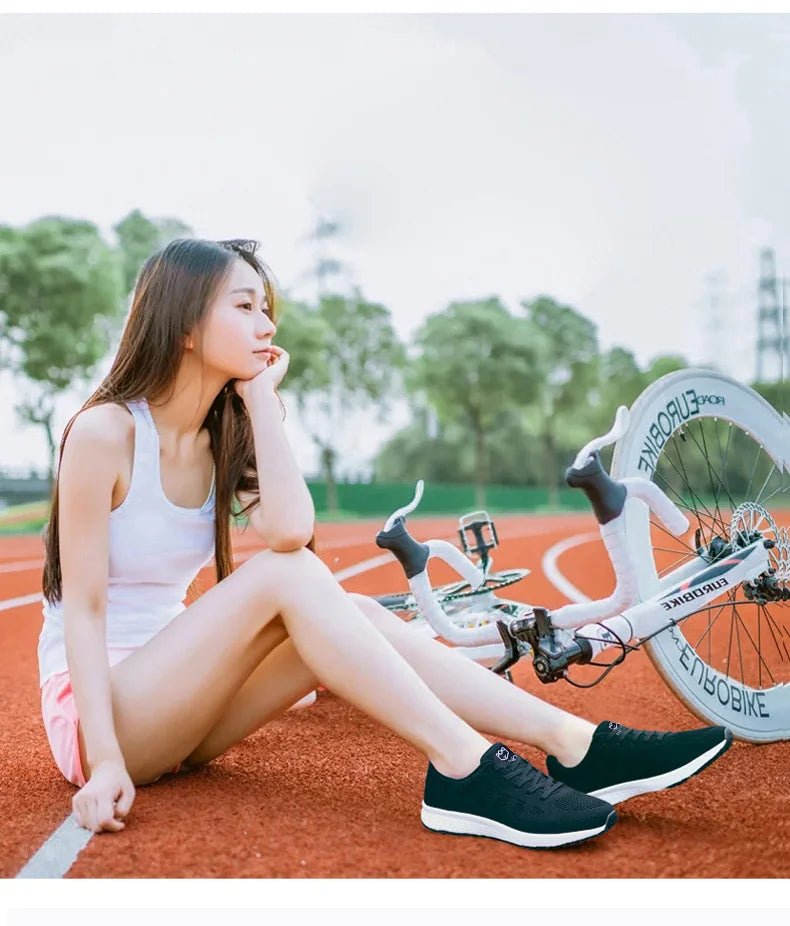 Women Casual Shoes Breathable Walking Mesh Lace Up Flat Shoes Sneakers Women Tenis Feminino Pink Black White - MAGUSTA BEAUTY