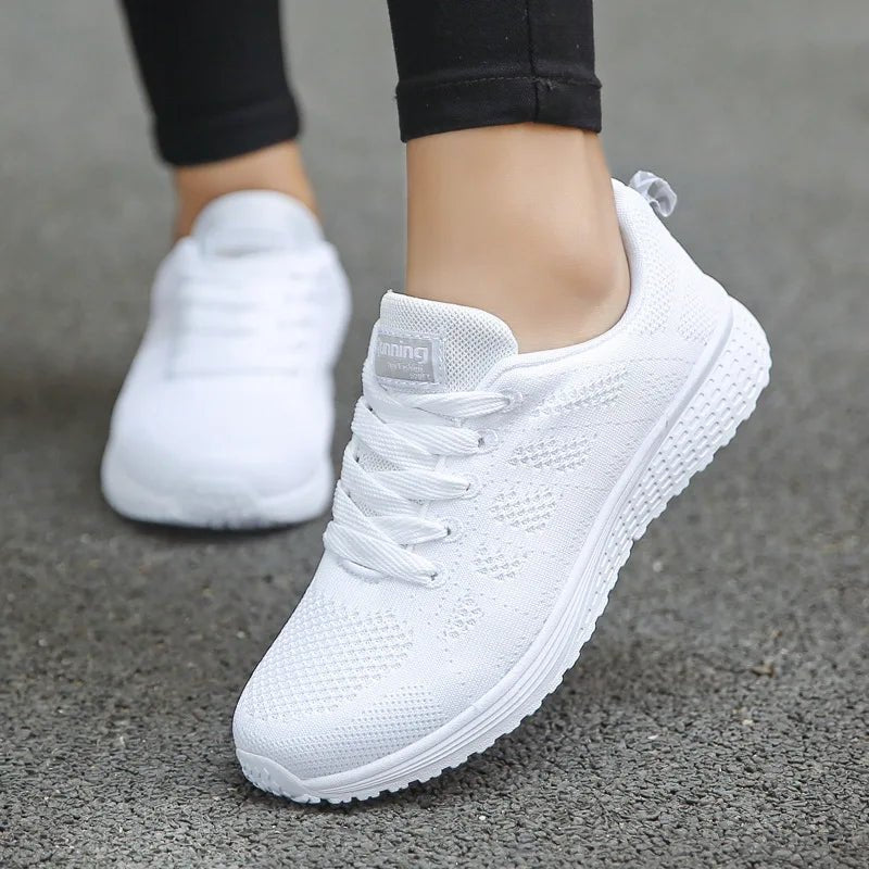 Women Casual Shoes Fashion Breathable Walking Mesh Flat Shoes Sneakers Women 2021 Gym Vulcanized Shoes White Female Footwear - MAGUSTA BEAUTY