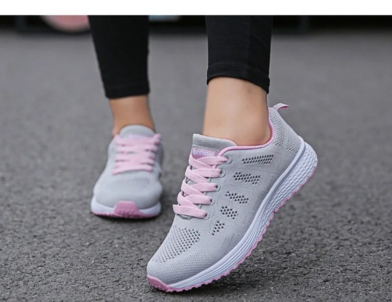 Women Casual Shoes Fashion Breathable Walking Mesh Flat Shoes Sneakers Women 2021 Gym Vulcanized Shoes White Female Footwear - MAGUSTA BEAUTY
