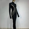 Women Celebrity Sexy Beading Crystal Diamonds Black White Maxi Long Bodycon Bandage Dress 2024 Elegant Evening Club Party Dress - MAGUSTA BEAUTY