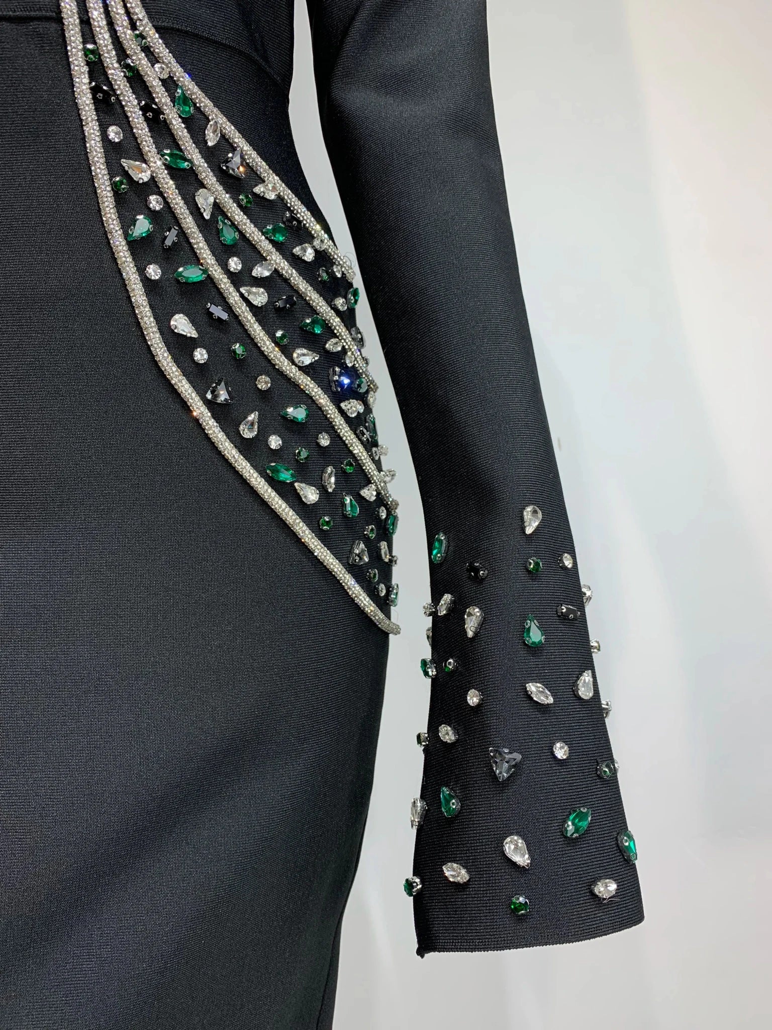 Women Celebrity Sexy Beading Crystal Diamonds Black White Maxi Long Bodycon Bandage Dress 2024 Elegant Evening Club Party Dress - MAGUSTA BEAUTY