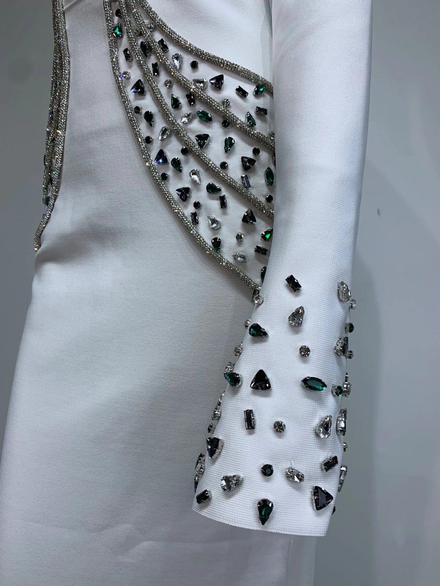 Women Celebrity Sexy Beading Crystal Diamonds Black White Maxi Long Bodycon Bandage Dress 2024 Elegant Evening Club Party Dress - MAGUSTA BEAUTY