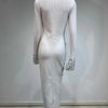 Women Celebrity Sexy Beading Crystal Diamonds Black White Maxi Long Bodycon Bandage Dress 2024 Elegant Evening Club Party Dress - MAGUSTA BEAUTY