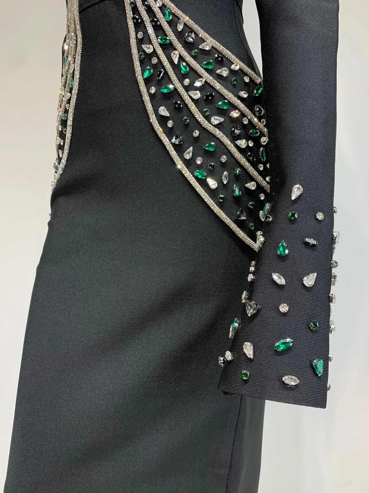 Women Celebrity Sexy Beading Crystal Diamonds Black White Maxi Long Bodycon Bandage Dress 2024 Elegant Evening Club Party Dress - MAGUSTA BEAUTY