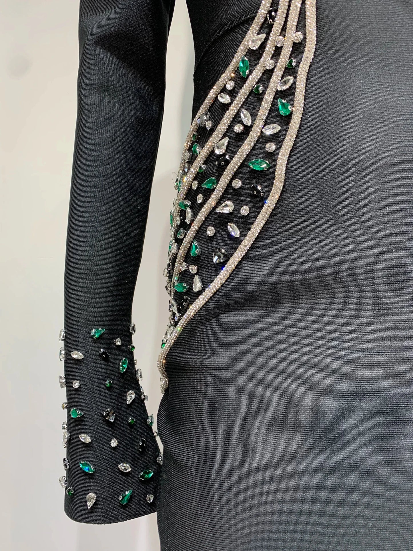 Women Celebrity Sexy Beading Crystal Diamonds Black White Maxi Long Bodycon Bandage Dress 2024 Elegant Evening Club Party Dress - MAGUSTA BEAUTY