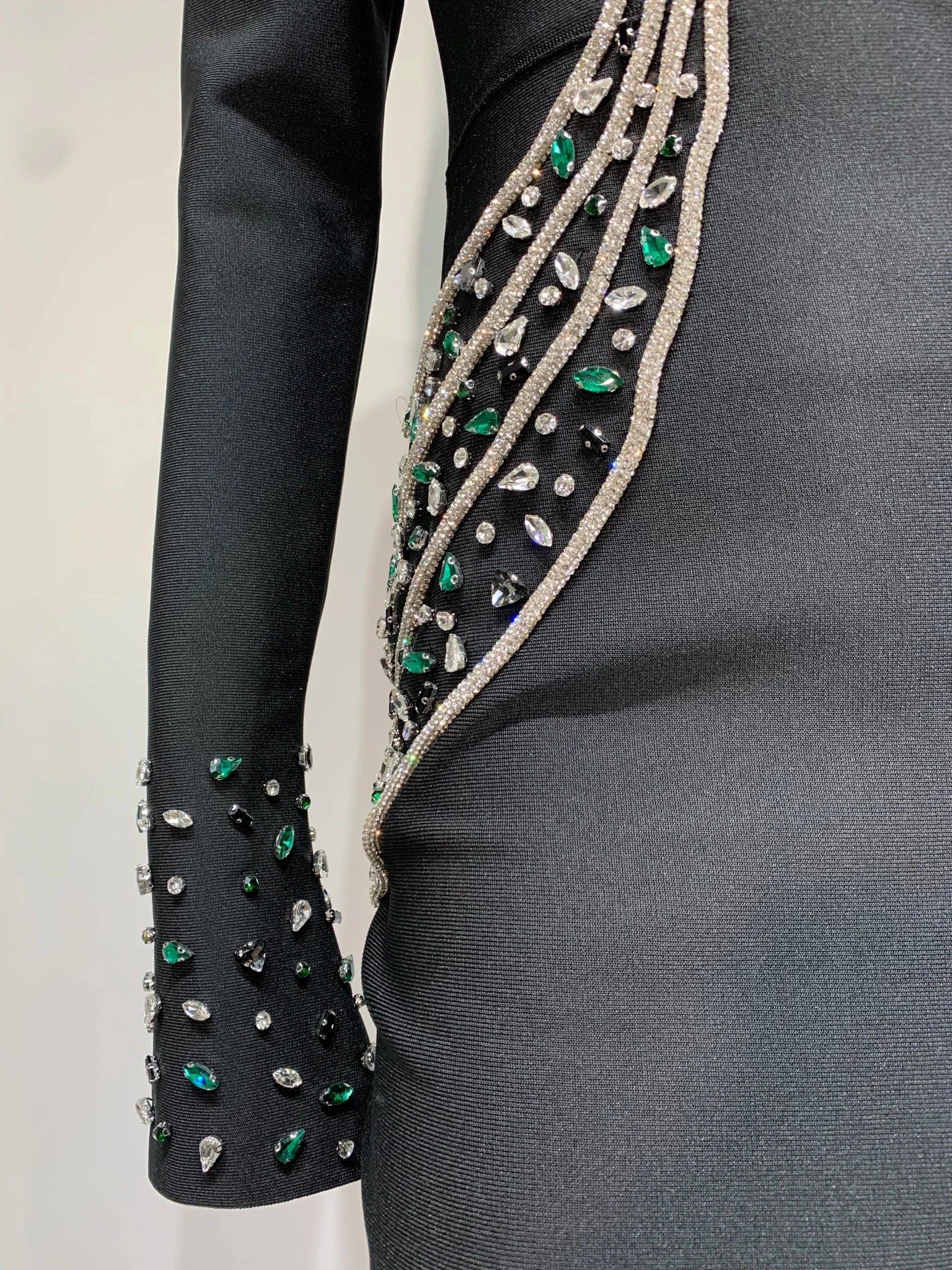 Women Celebrity Sexy Beading Crystal Diamonds Black White Maxi Long Bodycon Bandage Dress 2024 Elegant Evening Club Party Dress - MAGUSTA BEAUTY