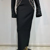 Women Celebrity Sexy Beading Crystal Diamonds Black White Maxi Long Bodycon Bandage Dress 2024 Elegant Evening Club Party Dress - MAGUSTA BEAUTY
