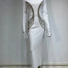 Women Celebrity Sexy Beading Crystal Diamonds Black White Maxi Long Bodycon Bandage Dress 2024 Elegant Evening Club Party Dress - MAGUSTA BEAUTY