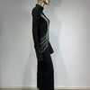 Women Celebrity Sexy Beading Crystal Diamonds Black White Maxi Long Bodycon Bandage Dress 2024 Elegant Evening Club Party Dress - MAGUSTA BEAUTY