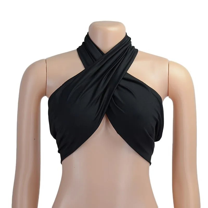 Women Corset Summer Cross Tank Top Sexy Solid White Halter Hollow Buckle Neck Crop Top High Street Wear 2024 Fashion Y2k Clothes - MAGUSTA BEAUTY