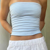 Women Cropped Tube Tops Strapless Off Shoulder Backless Short Tank Summer Party Club Striped/Solid Mini Vest 2024 New - MAGUSTA BEAUTY