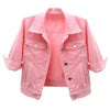 Women Denim Jacket Spring Autumn Short Coat Pink Jean Jackets Casual Tops Purple Yellow Purple Blue Loose Tops Lady Outerwear - MAGUSTA BEAUTY