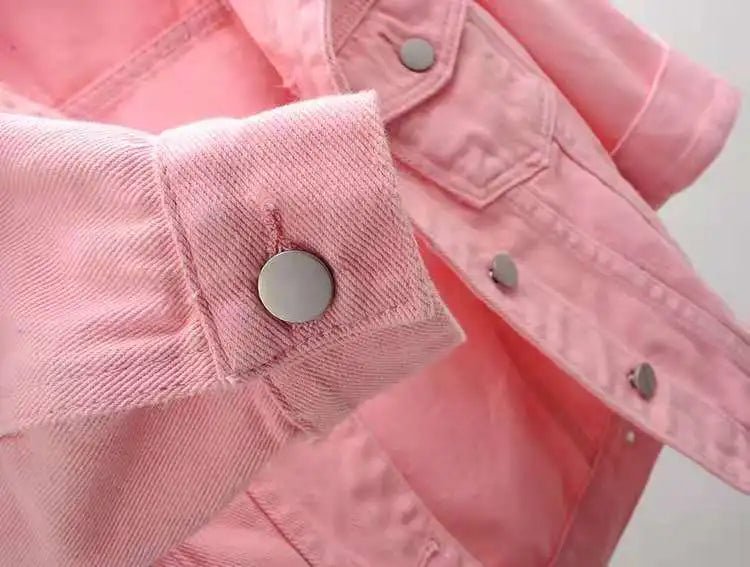 Women Denim Jacket Spring Autumn Short Coat Pink Jean Jackets Casual Tops Purple Yellow Purple Blue Loose Tops Lady Outerwear - MAGUSTA BEAUTY