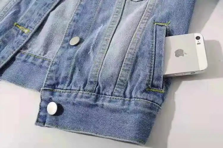 Women Denim Jacket Spring Autumn Short Coat Pink Jean Jackets Casual Tops Purple Yellow Purple Blue Loose Tops Lady Outerwear - MAGUSTA BEAUTY
