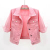 Women Denim Jacket Spring Autumn Short Coat Pink Jean Jackets Casual Tops Purple Yellow Purple Blue Loose Tops Lady Outerwear - MAGUSTA BEAUTY