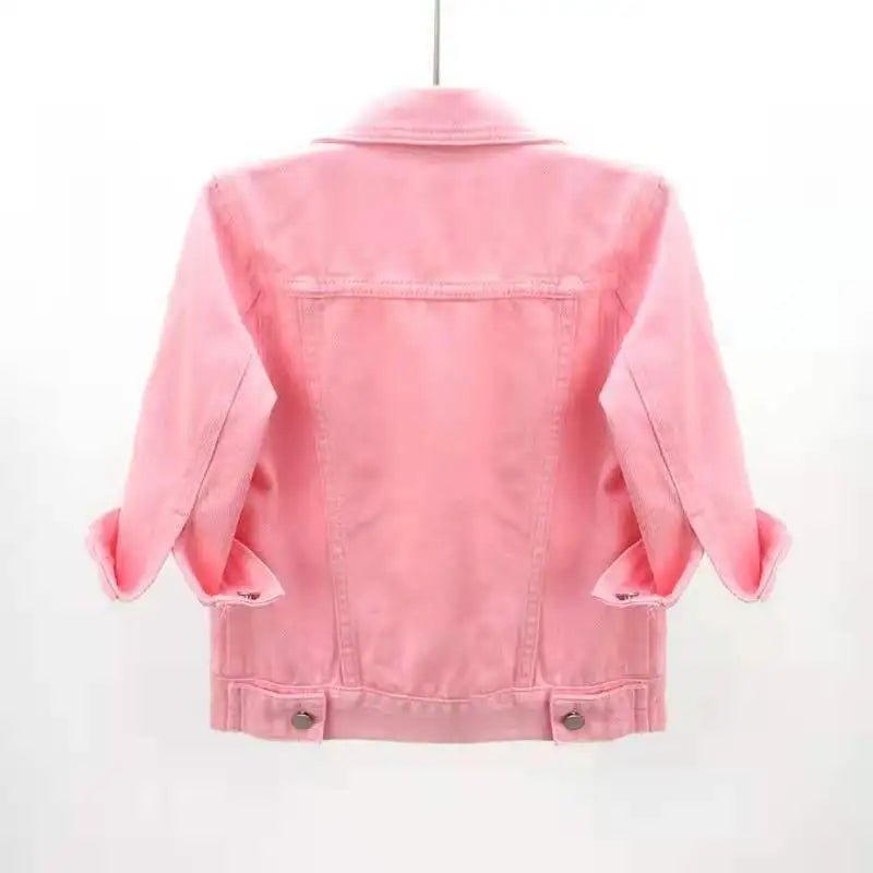 Women Denim Jacket Spring Autumn Short Coat Pink Jean Jackets Casual Tops Purple Yellow Purple Blue Loose Tops Lady Outerwear - MAGUSTA BEAUTY