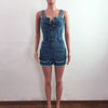 Women Denim Rompers Shorts Jeans Overalls High Waist Spliced Washed Jean Tassel Pockets One Piece Casual Skinny Solid 2025 - MAGUSTA BEAUTY