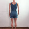 Women Denim Rompers Shorts Jeans Overalls High Waist Spliced Washed Jean Tassel Pockets One Piece Casual Skinny Solid 2025 - MAGUSTA BEAUTY