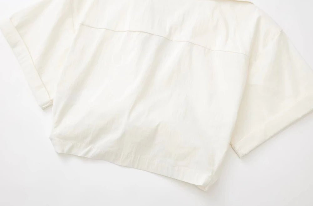 Women Fashion Front Knot Elastic Linen Cropped Shirts Vintage Short Sleeve Patch Pockets Female Blouses Blusa Chic Tops - MAGUSTA BEAUTY