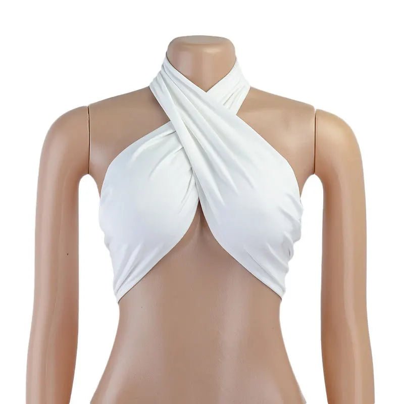 Women Fashion Sexy Mini Tops Women Summer Y2K Crop Top Strapless Cross Neck Backless Casual Srteetwear Off Shoulder Vest - MAGUSTA BEAUTY