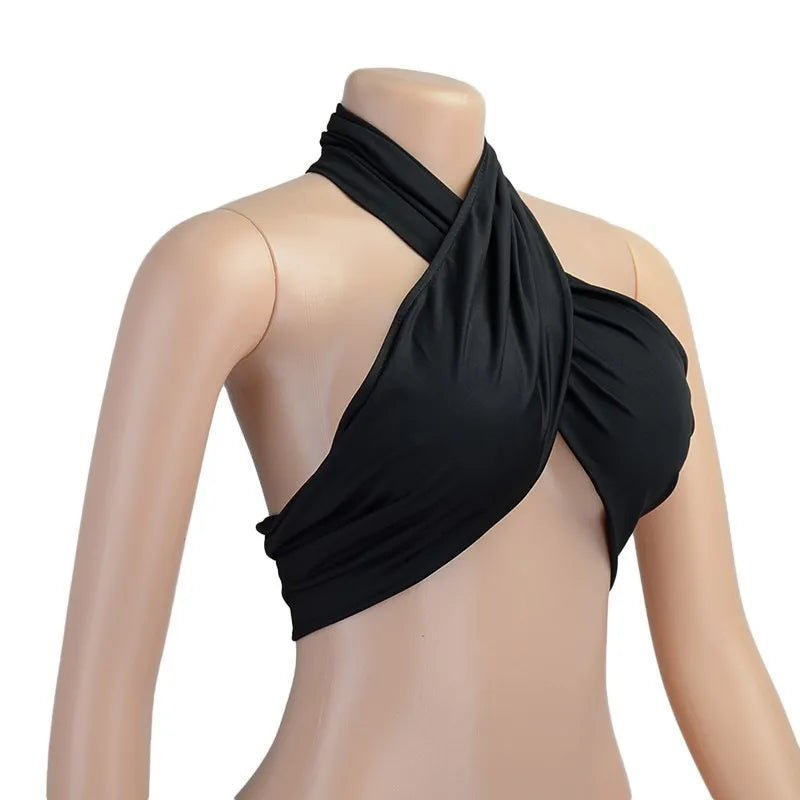 Women Fashion Sexy Mini Tops Women Summer Y2K Crop Top Strapless Cross Neck Backless Casual Srteetwear Off Shoulder Vest - MAGUSTA BEAUTY