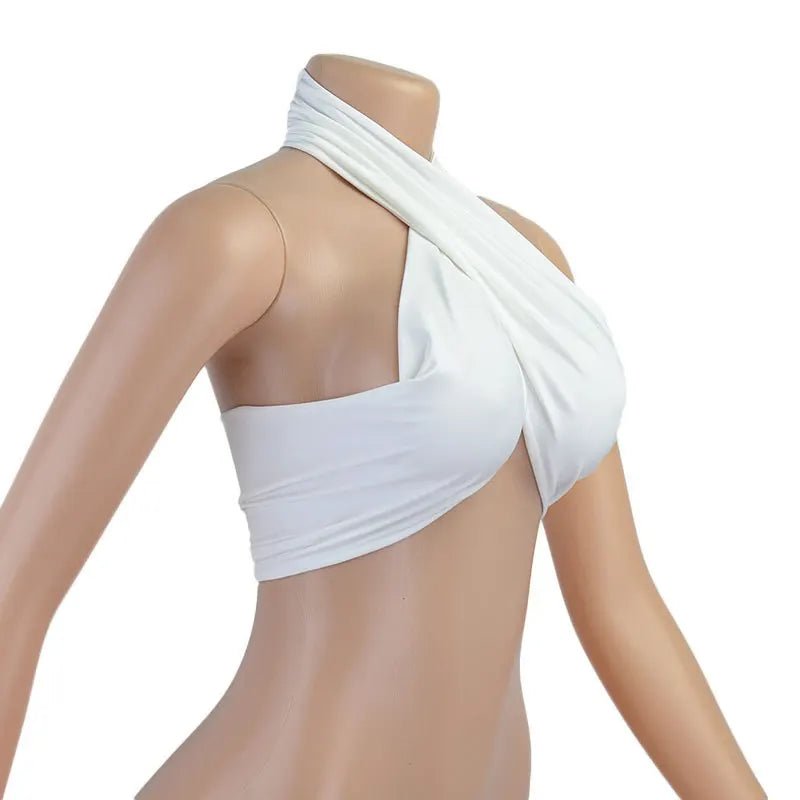 Women Fashion Sexy Mini Tops Women Summer Y2K Crop Top Strapless Cross Neck Backless Casual Srteetwear Off Shoulder Vest - MAGUSTA BEAUTY