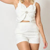 Women Fashion White Black Casual Sleeveless Tank Top Two Piece Sets Outfit Summer Sexy Backless Folds Vest +pockets Shorts Set - MAGUSTA BEAUTY