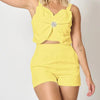 Women Fashion White Black Casual Sleeveless Tank Top Two Piece Sets Outfit Summer Sexy Backless Folds Vest +pockets Shorts Set - MAGUSTA BEAUTY
