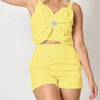 Women Fashion White Black Casual Sleeveless Tank Top Two Piece Sets Outfit Summer Sexy Backless Folds Vest +pockets Shorts Set - MAGUSTA BEAUTY
