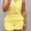 Women Fashion White Black Casual Sleeveless Tank Top Two Piece Sets Outfit Summer Sexy Backless Folds Vest +pockets Shorts Set - MAGUSTA BEAUTY