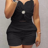 Women Fashion White Black Casual Sleeveless Tank Top Two Piece Sets Outfit Summer Sexy Backless Folds Vest +pockets Shorts Set - MAGUSTA BEAUTY