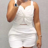 Women Fashion White Black Casual Sleeveless Tank Top Two Piece Sets Outfit Summer Sexy Backless Folds Vest +pockets Shorts Set - MAGUSTA BEAUTY