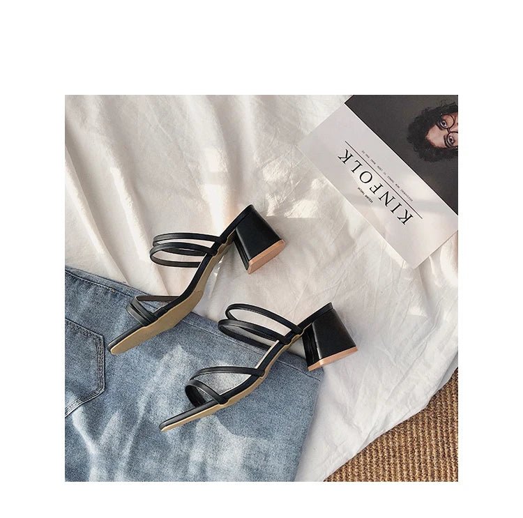 Women High Heel Sandals Summer Casual Female Shoes Woman Square Heel Open Toe Ankle Strap Ladies Sandalias Wedge Shoe 2022 New - MAGUSTA BEAUTY