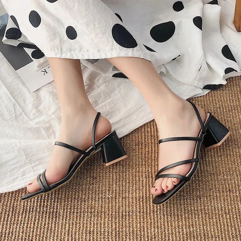 Women High Heel Sandals Summer Casual Female Shoes Woman Square Heel Open Toe Ankle Strap Ladies Sandalias Wedge Shoe 2022 New - MAGUSTA BEAUTY