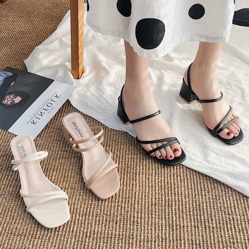 Women High Heel Sandals Summer Casual Female Shoes Woman Square Heel Open Toe Ankle Strap Ladies Sandalias Wedge Shoe 2022 New - MAGUSTA BEAUTY