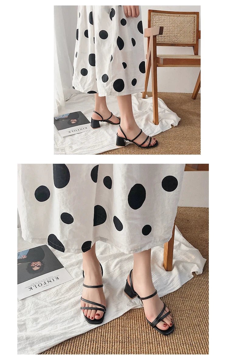 Women High Heel Sandals Summer Casual Female Shoes Woman Square Heel Open Toe Ankle Strap Ladies Sandalias Wedge Shoe 2022 New - MAGUSTA BEAUTY