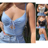 Women Lace - up Camisole Hollow Out Crop Top Summer New Thin Sexy Backless Spaghetti Strap Vest V - Neck Tanks Top Y2k Sleeveless - MAGUSTA BEAUTY