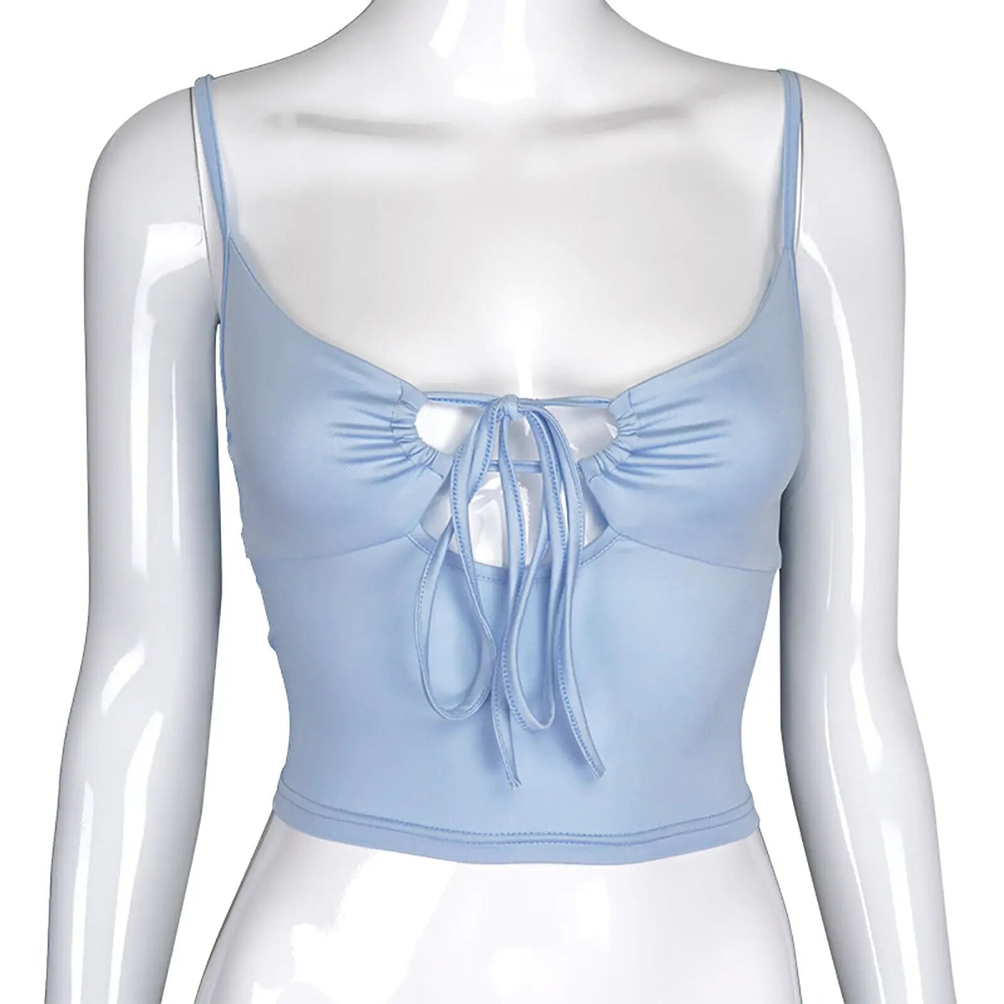 Women Lace - up Camisole Hollow Out Crop Top Summer New Thin Sexy Backless Spaghetti Strap Vest V - Neck Tanks Top Y2k Sleeveless - MAGUSTA BEAUTY