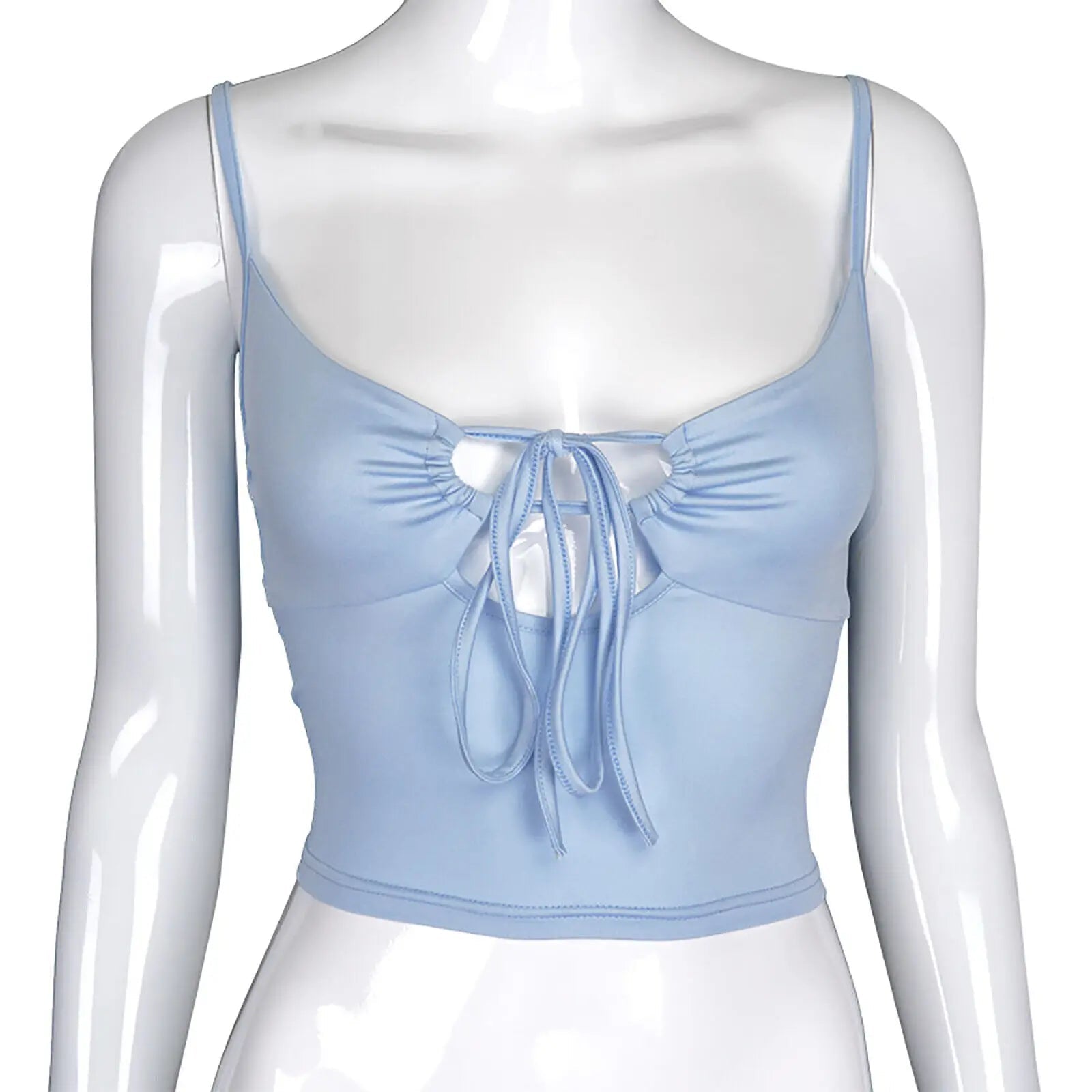 Women Lace - up Camisole Hollow Out Crop Top Summer New Thin Sexy Backless Spaghetti Strap Vest V - Neck Tanks Top Y2k Sleeveless - MAGUSTA BEAUTY