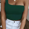 Women Lady Female One Shoulder Crop Tops Sleeveless T-Shirt Tank Tops Summer Beach Vest Bare Midriff Summer Fashion Clothes - MAGUSTA BEAUTY
