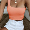 Women Lady Female One Shoulder Crop Tops Sleeveless T-Shirt Tank Tops Summer Beach Vest Bare Midriff Summer Fashion Clothes - MAGUSTA BEAUTY