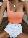Women Lady Female One Shoulder Crop Tops Sleeveless T-Shirt Tank Tops Summer Beach Vest Bare Midriff Summer Fashion Clothes - MAGUSTA BEAUTY