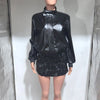 Women Mini Ruched Skirts Set +Full Sleeve PU Leather Jackets Two 2 Piece Set Outfits 2025 Fall Casual Street Night Club - MAGUSTA BEAUTY