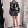 Women Mini Ruched Skirts Set +Full Sleeve PU Leather Jackets Two 2 Piece Set Outfits 2025 Fall Casual Street Night Club - MAGUSTA BEAUTY