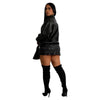 Women Mini Ruched Skirts Set +Full Sleeve PU Leather Jackets Two 2 Piece Set Outfits 2025 Fall Casual Street Night Club - MAGUSTA BEAUTY